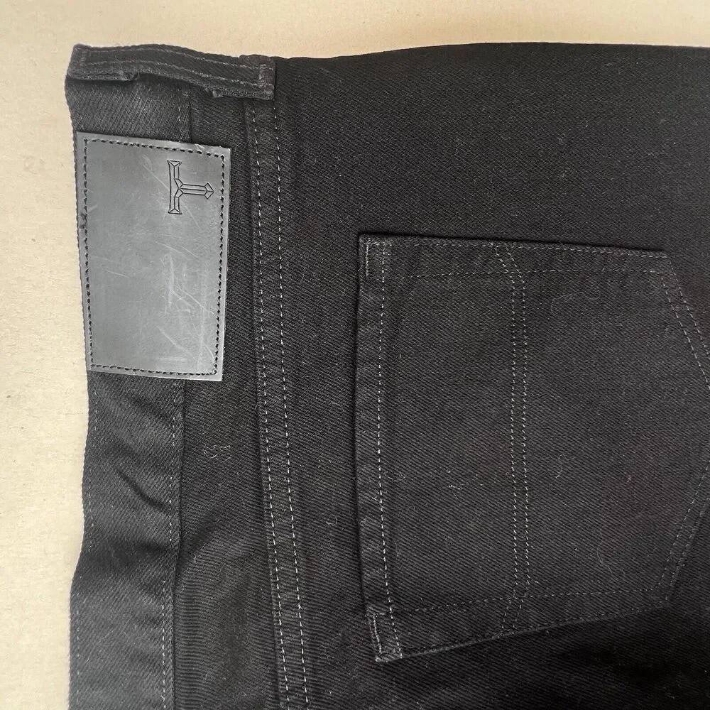 Triarchy Jeans Men 36 Slim Straight Stretch black  country Dark Denim Button Fly